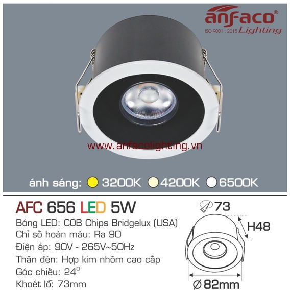Đèn Anfaco downlight âm trần afc-656-5w