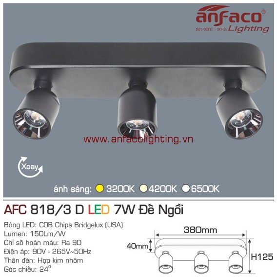 Đèn led tiêu điểm spotlight Anfaco AFC-818D-3-7w vỏ đen