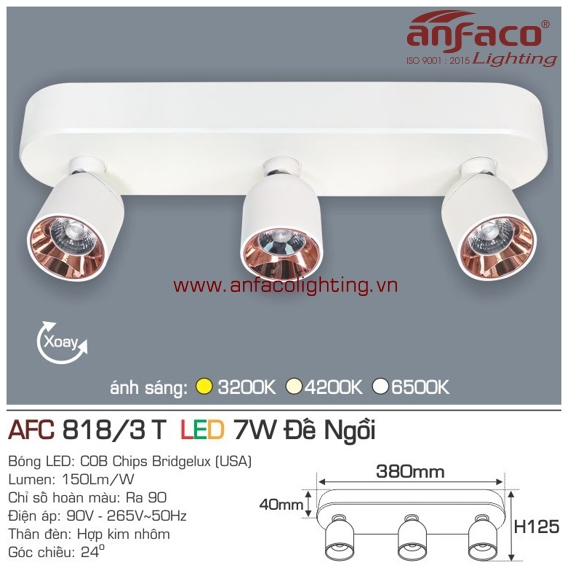 Đèn led tiêu điểm spotlight Anfaco AFC-818T-3-7w vỏ trắng