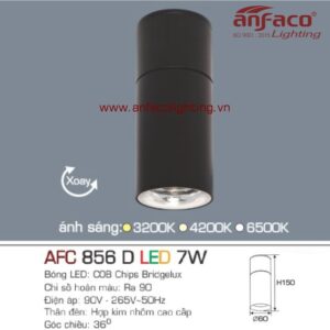 AFC 856D 7W Đèn Led spotlight rọi tiêu điểm xoay góc Anfaco AFC 856T 7W vỏ đen đế ngồi gắn nổi