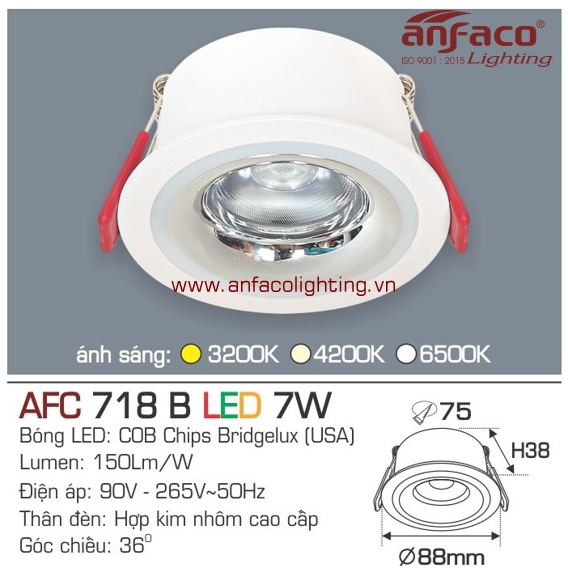 AFC 718B 7W Đèn LED downlight âm trần Anfaco AFC718B7W