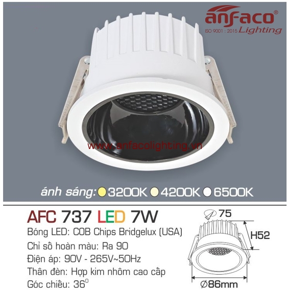 AFC 737 7W Đèn LED downlight âm trần Anfaco AFC737-7W