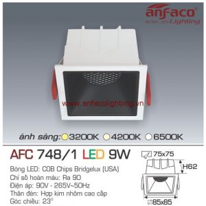 AFC 748-9W Đèn LED downlight âm trần vuông vỏ trắng Anfaco AFC748 9W