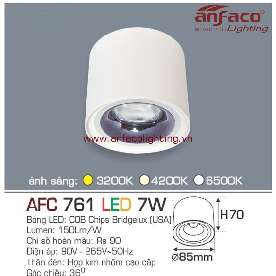 AFC 761-7W Đèn LED downlight nổi vỏ trắng Anfaco AFC761 7W