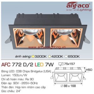AFC 772D/2-7W Đèn LED downlight âm trần vuông vỏ đen Anfaco AFC772D/2/7W