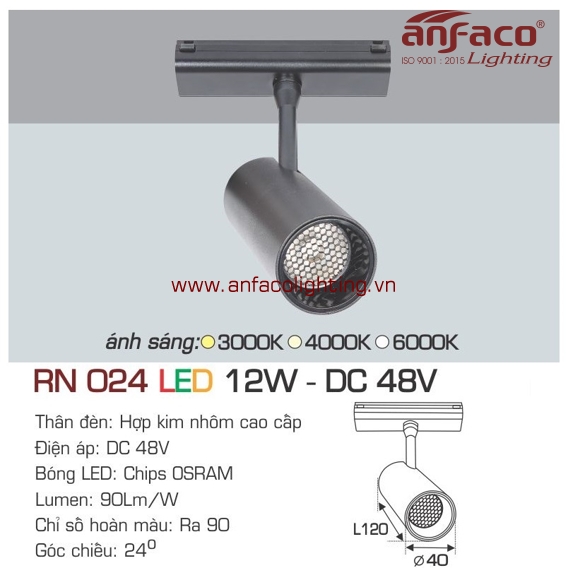 Đèn RN 024 12W Anfaco cho ray nam châm nổi siêu mỏng