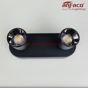 AFC 818D/2/7W Đèn LED pha spotlight chiếu tiêu điểm 2 bóng 7W Anfaco vỏ đen xoay góc 360 độ