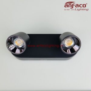 AFC 818D/2/7W Đèn LED pha spotlight chiếu tiêu điểm 2 bóng 7W Anfaco vỏ đen xoay góc 360 độ