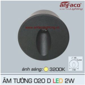 AT 020D 2W Đèn Led Anfaco âm tường AFC 020D 2W vỏ đen