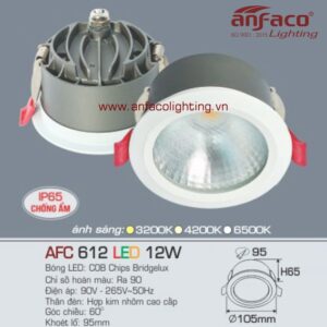 AFC 612-12W Đèn Led downlight âm trần Anfaco chống ẩm AFC 612/12W IP65 kín nước