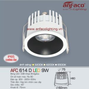 AFC 614D 9W Đèn Led downlight âm trần Anfaco chống ẩm AFC 614D-9W IP65 kín nước