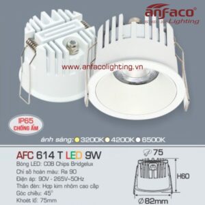 AFC 614T 9W Đèn Led downlight âm trần Anfaco chống ẩm AFC 614T-9W IP65 kín nước