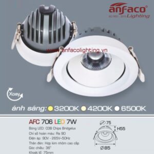 AFC 706-7W Đèn Led downlight âm trần Anfaco AFC 706/7W xoay góc