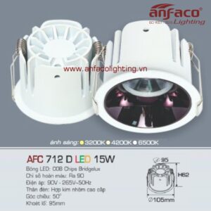 AFC 712D 15W Đèn Led downlight âm trần Anfaco AFC 712D 15W chóa đen