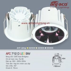 AFC 712D 9W Đèn Led downlight âm trần Anfaco AFC 712D 9W chóa đen