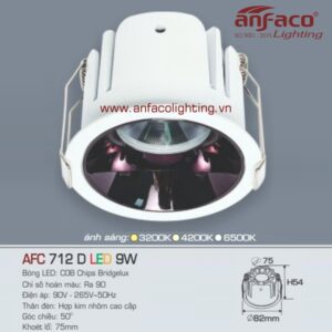 AFC 712D 9W Đèn Led downlight âm trần Anfaco AFC 712D 9W chóa đen