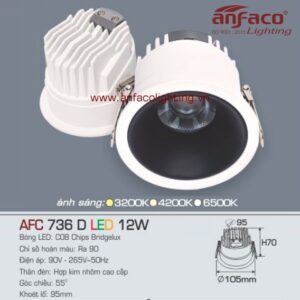 AFC 736D 12W Đèn Led downlight âm trần Anfaco AFC 736D 12W chóa đen