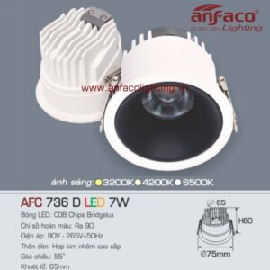 AFC 736D 7W Đèn Led downlight âm trần Anfaco AFC 736D 7W chóa đen