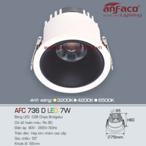 AFC 736D 7W Đèn Led downlight âm trần Anfaco AFC 736D 7W chóa đen