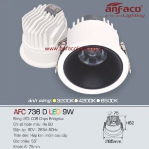 AFC 736D 9W Đèn Led downlight âm trần Anfaco AFC 736D 9W chóa đen