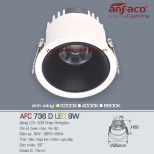 AFC 736D 9W Đèn Led downlight âm trần Anfaco AFC 736D 9W chóa đen