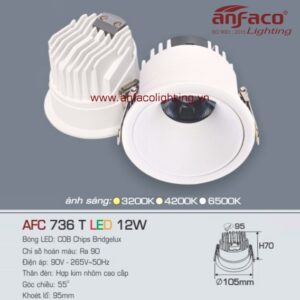 AFC 736T 12W Đèn Led downlight âm trần Anfaco AFC 736T 12W chóa trắng