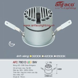 AFC 760D 9W Đèn Led downlight âm trần Anfaco AFC 760D 9W xoay góc chóa đen