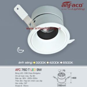 AFC 760T 9W Đèn Led downlight âm trần Anfaco AFC 760T 9W xoay góc chóa trắng