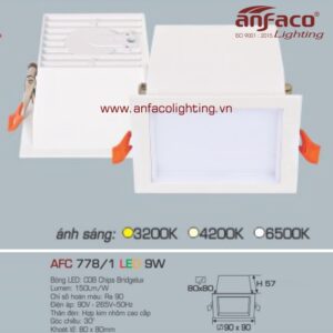 AFC 778/1-9W Đèn Led downlight âm trần vuông Anfaco AFC 778/9W