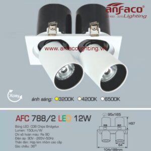 AFC 788/2-12W Đèn Led downlight âm trần thò thụt Anfaco AFC 788/12Wx2 vuông xoay góc