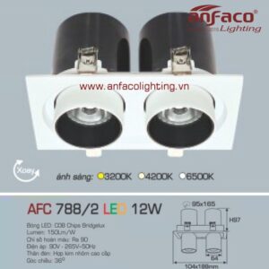 AFC 788/2-12W Đèn Led downlight âm trần thò thụt Anfaco AFC 788/12Wx2 vuông xoay góc