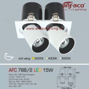 AFC 788/2-15W Đèn Led downlight âm trần thò thụt Anfaco AFC 788/15Wx2 vuông xoay góc