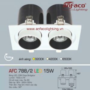 AFC 788/2-15W Đèn Led downlight âm trần thò thụt Anfaco AFC 788/15Wx2 vuông xoay góc