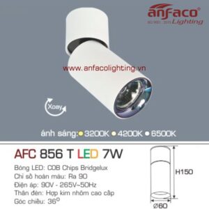 AFC 856T 7W Đèn Led spotlight rọi tiêu điểm xoay góc Anfaco AFC 856T 7W vỏ trắng đế ngồi gắn nổi