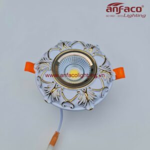 AFC Puly 02T 10W Đèn Led downlight âm trần Anfaco Puly viền hoa văn vàng cao cấp