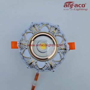 AFC Puly 02T 10W Đèn Led downlight âm trần Anfaco Puly viền hoa văn vàng cao cấp