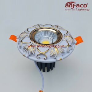 AFC Puly 02T 10W Đèn Led downlight âm trần Anfaco Puly viền hoa văn vàng cao cấp