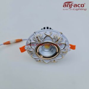 AFC Puly 02T 10W Đèn Led downlight âm trần Anfaco Puly viền hoa văn vàng cao cấp