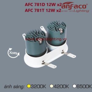 AFC 781D/2 781T/2 12W Đèn LED Anfaco âm trần đôi xoay góc AFC 781D 781T 12Wx2 Anfaco