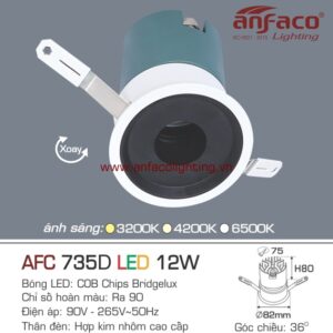 AFC 735D 12W Đèn LED Anfaco âm trần xoay góc AFC 735 12W Anfaco