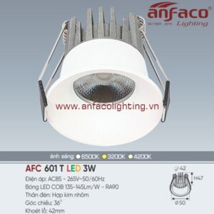AFC 601T 3W Đèn LED Anfaco downlight âm trần AFC 601T 3W vỏ trắng Anfaco