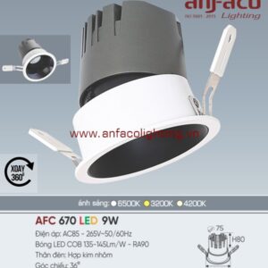 AFC 670 9W Đèn LED Anfaco downlight âm trần xoay góc AFC 670/9W Anfaco